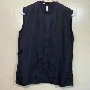 Gitman Bros 100% Cotton Black Sleeveless, Pleated Front Womans Size 10 Top Shirt